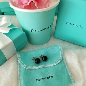 Tiffany & Co Ziegfeld 10mm Onyx Stud Earrings